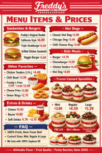Explore Details of Each Freddy’s Menu Item with Prices
