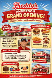 Freddy’s Frozen Custard & Steakburgers Brings Classic Comfort to Anderson’s Greenville Street