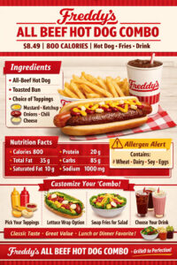 Freddy’s All Beef Hot Dog Combo