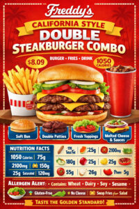 Freddy’s California Style Double Steakburger Combo