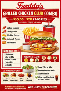 Freddy’s Grilled Chicken Club Sandwich Combo