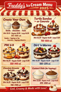 Freddy’s Ice Cream Menu