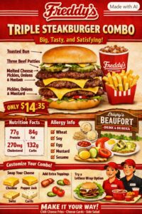 Freddy’s Triple Steakburger Combo