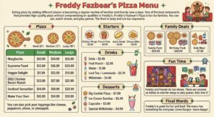 Freddy’s Fazbear’s Pizza Menu