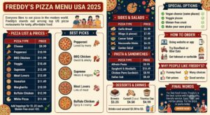 Freddy’s Pizza Menu USA 2025