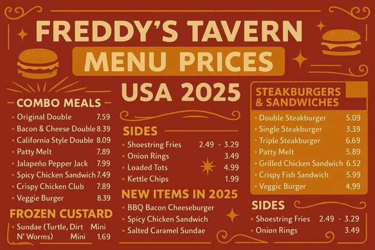 Freddy’s Tavern Menu