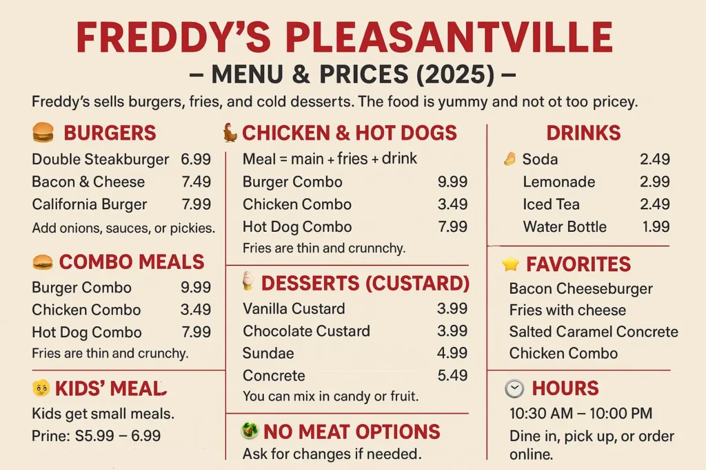 Freddy's Pleasantville Menu-