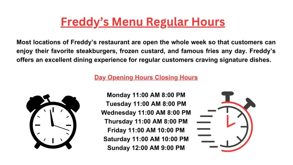 Freddy's Menu Regular Hour