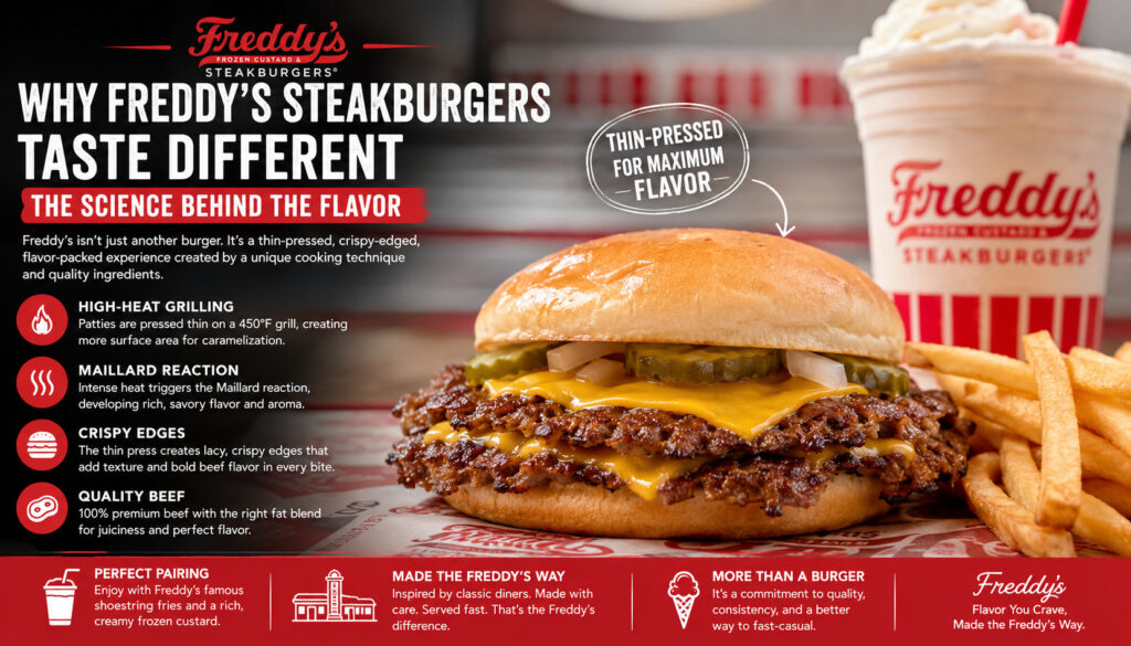 How Freddy’s Thin-Pressed Steakburger Technique Creates Its Signature Crispy Edges