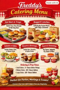 Freddy’s Catering Menu info graphic