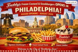Freddy’s Frozen Custard & Steakburgers Opens in Philadelphia info graphic