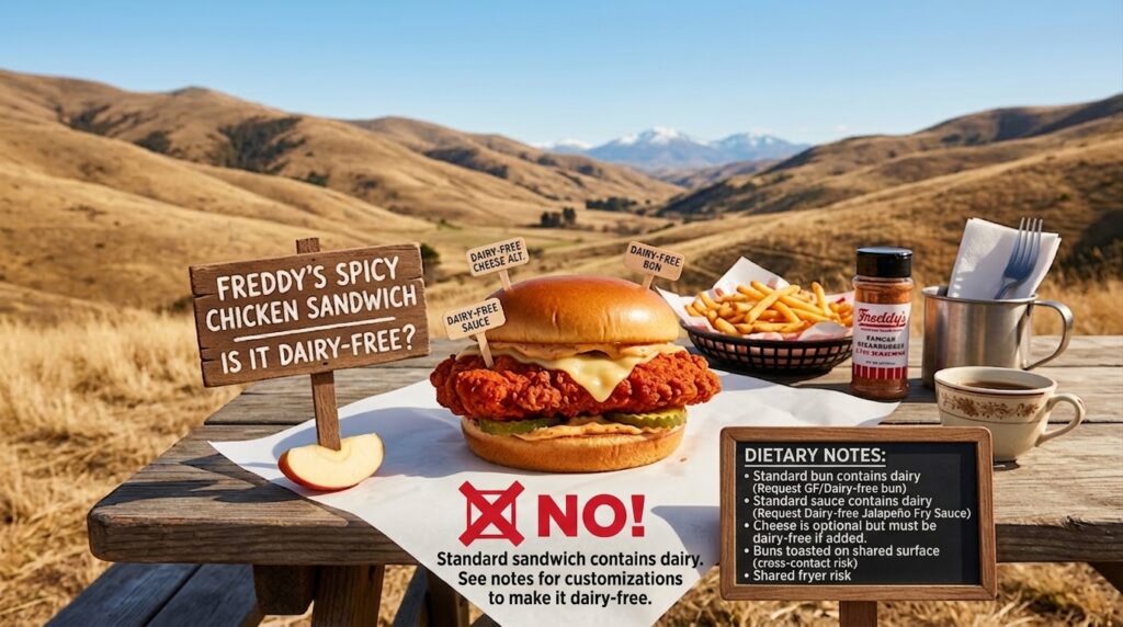 Is Freddy’s Spicy Chicken Sandwich dairy free?
