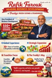 Rafik Farouk Heads Business Development at Freddy’s Frozen Custard & Steakburgers