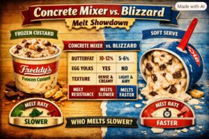 Freddy’s Concrete Mixer vs. Dairy Queen Blizzard: Which Melts Slower?